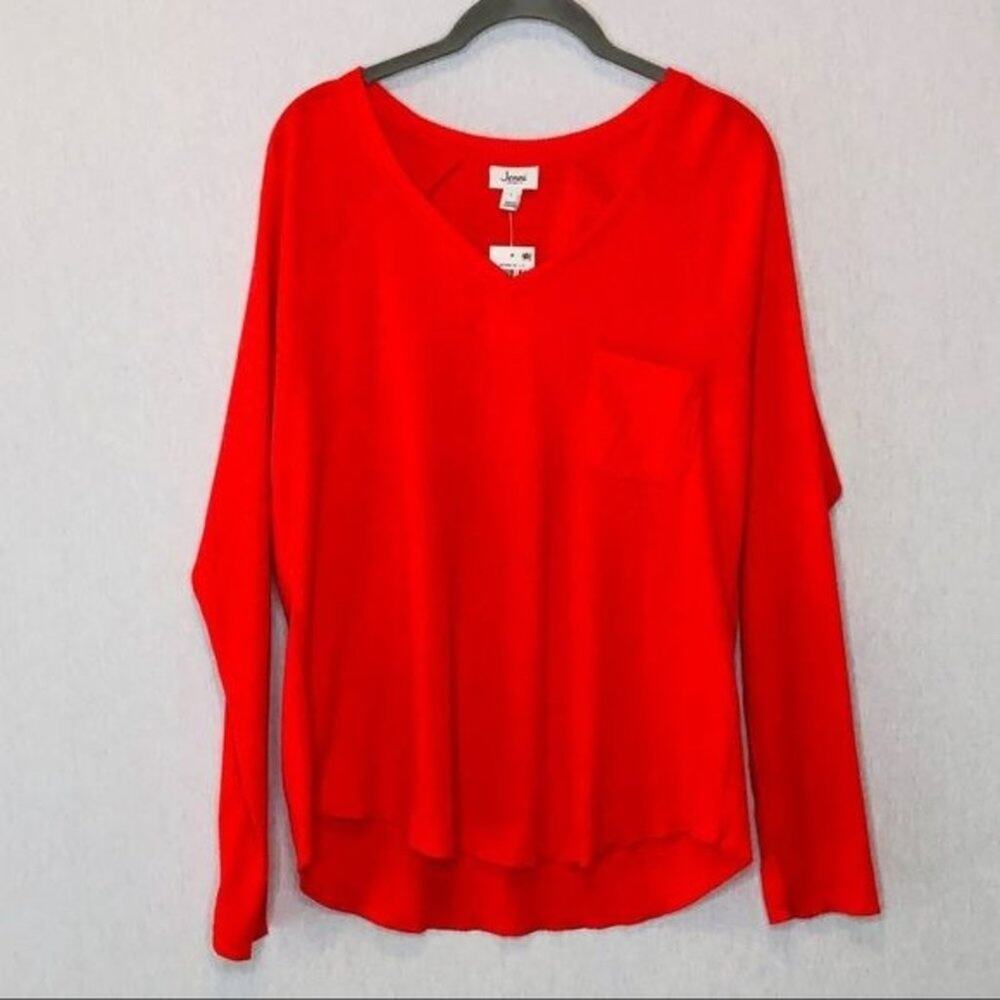 Jenni Ribbed Knit Pajama top, papaya punch large